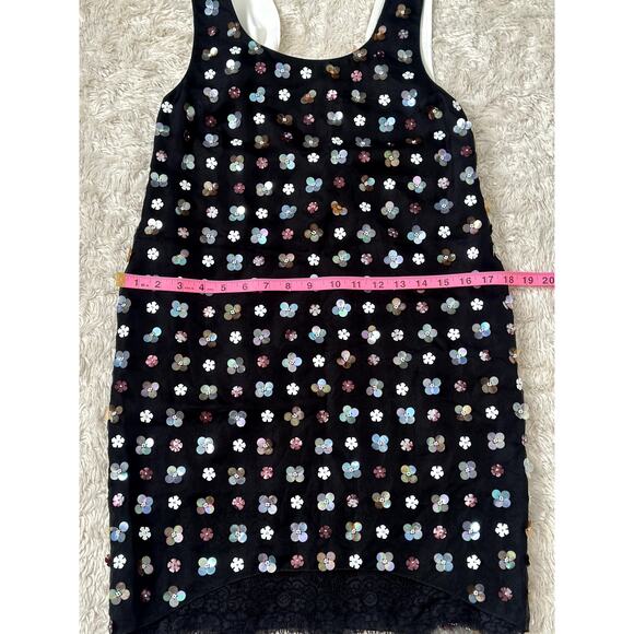 Sachin & Babi XS Black Beaded Sequin Mini Dress Floral Lace Sequined Multicolor - Picture 7 of 13